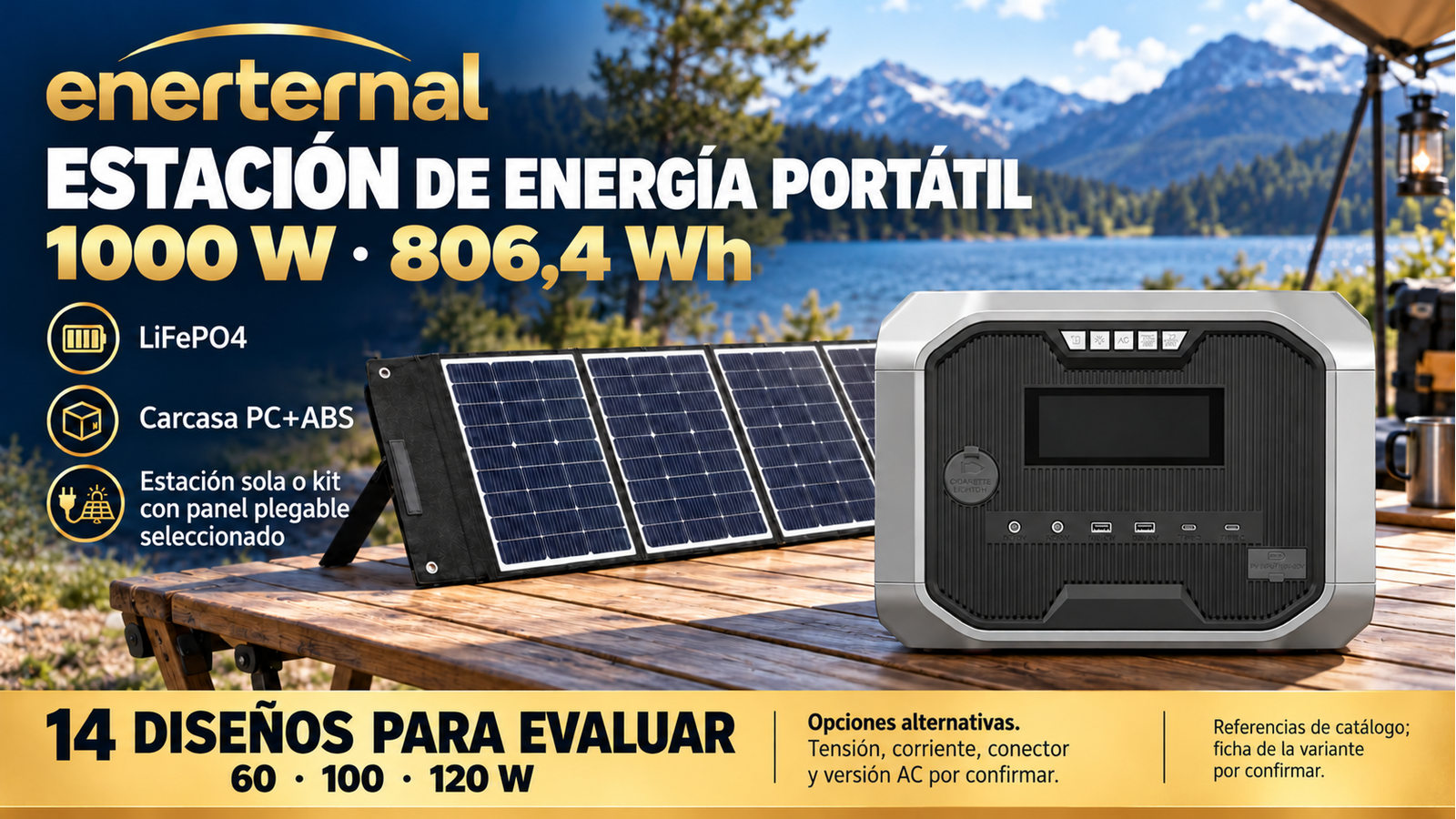 Composición ilustrativa de 1000 W · 806,4 Wh