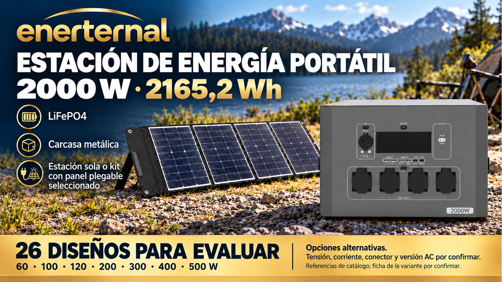 Composición ilustrativa de 2000 W · 2165,2 Wh