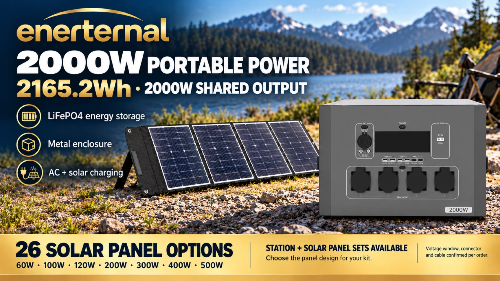 2000W / 2165.2Wh Estación de energía portátil: opciones de configuración del kit